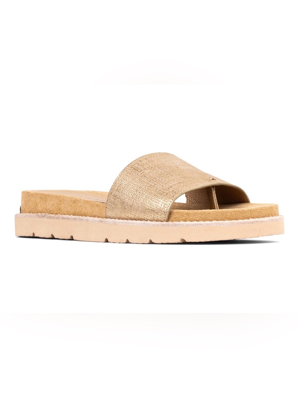 Donald J. Pliner camel Metallic Gold thong Slide Sandal 8.5